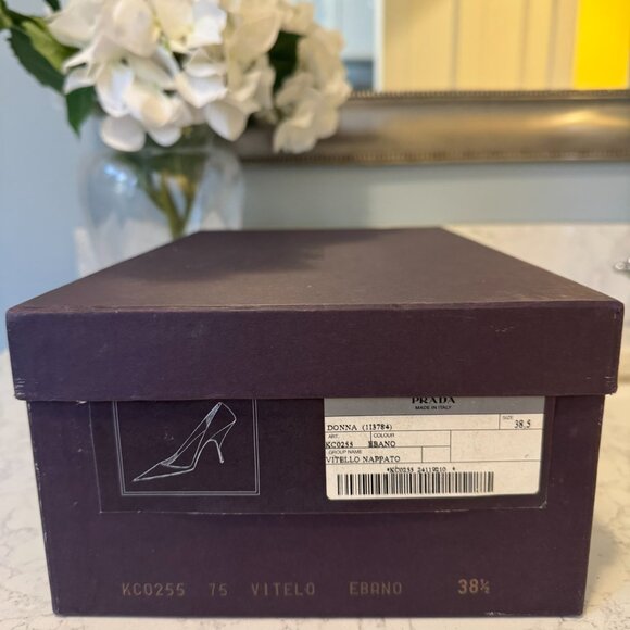 Prada Ebony (Dark Brown) Nappa Vitello leather pump - Picture 4 of 13